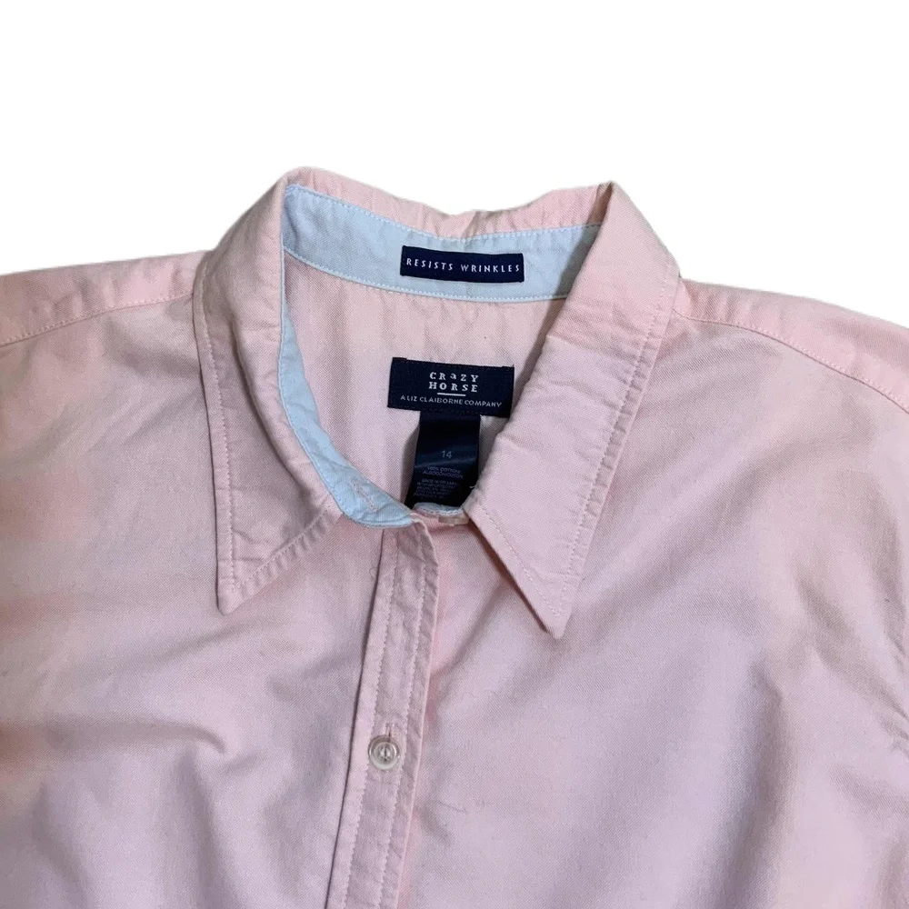 Crazy Horse Pink Collared Long Sleeve Button-Up Mens Shirt Sz 14 Preppy Academia